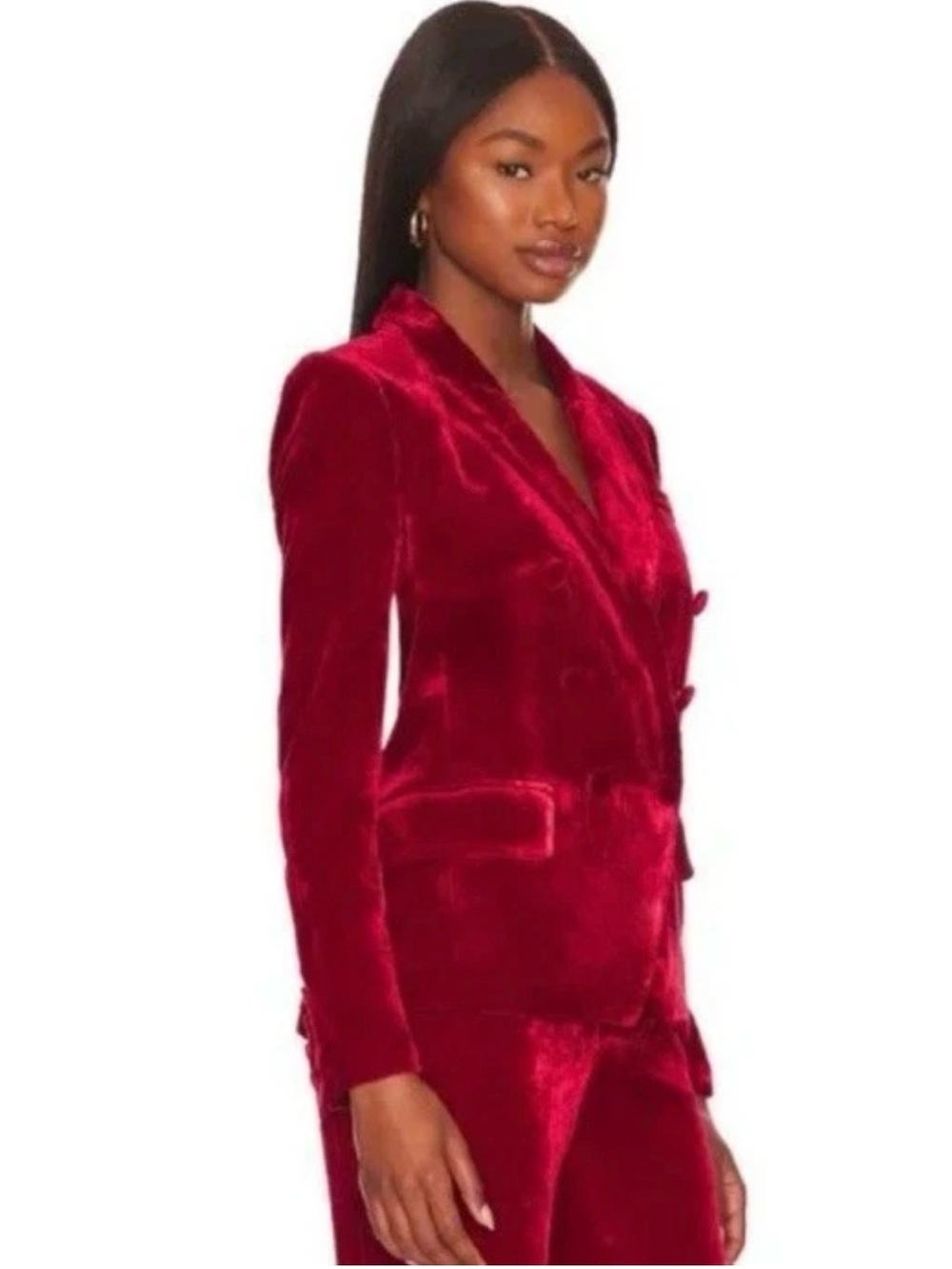 L'Agence Kenzie Red Velvet Blazer - Picture 4 of 10